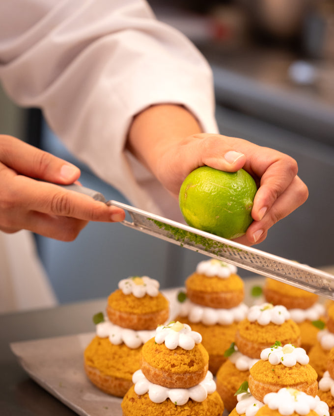 Chef making a lemon religieuse