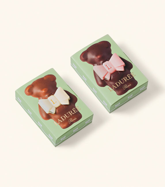 Duo of Ladurée Marshmallow Bears - Milk and Dark Chocolate